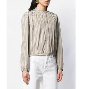 🎁 Theory Stripe Shirred Tie Front Cotton Top